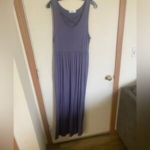 Ezbelle large maxi length super stretchy Cris cross cut out pocketed dress